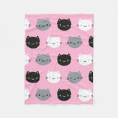 Couverture Polaire Chats et chatons mignons de Kawaii (rose) (Devant)
