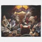 Couverture Polaire Chats jouant au poker (Devant (Horizontal))