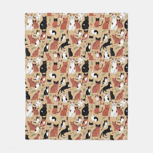 Couverture Polaire Chats joueurs sur fond beige (Devant)