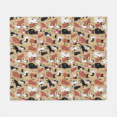 Couverture Polaire Chats joueurs sur fond beige (Devant (Horizontal))