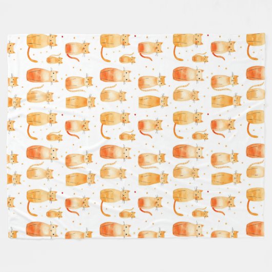 Couverture Polaire Chats Kitty Orange (Devant (Horizontal))