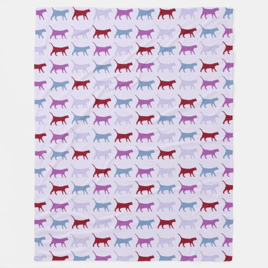 Couverture Polaire Chats mignons illustrés marchant violet Motif (Devant)