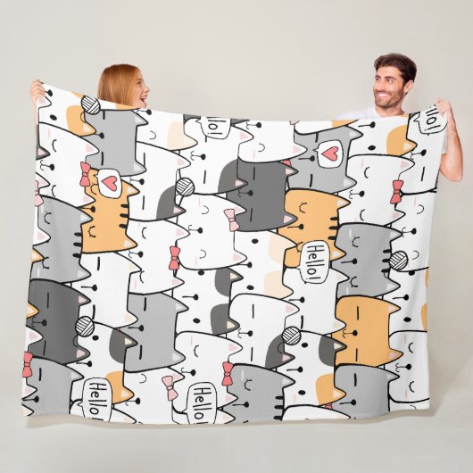 Couverture Polaire Chats mignons Motif sans couture (En situation)