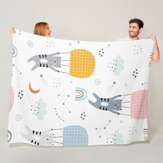 Couverture Polaire Chats mignons Motif sans couture (En situation)