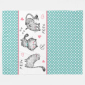 Couverture Polaire Chats mignons, Papillons, Pois, Coeurs (Devant (Horizontal))