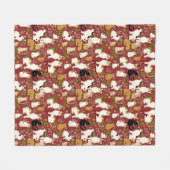 Couverture Polaire Chats mignons sur un Arrière - plan de Bourgogne (Devant (Horizontal))