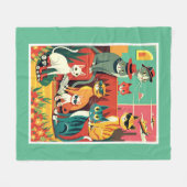 Couverture Polaire Chats modernes du milieu du siècle en vacances (Devant (Horizontal))