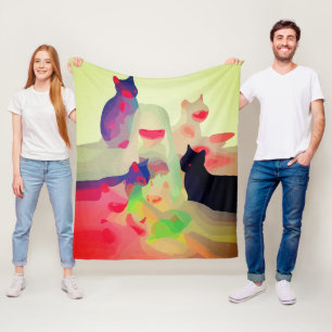 Couverture Polaire Chats mystiques et esprits – Art abstrait et vibra