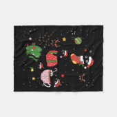 Couverture Polaire Chats noirs amusants Santa Hat sapin de Noël Joyeu (Devant (Horizontal))