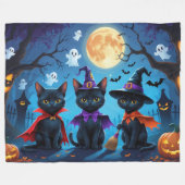 Couverture Polaire Chats noirs Citrouille Halloween drôle (Devant (Horizontal))