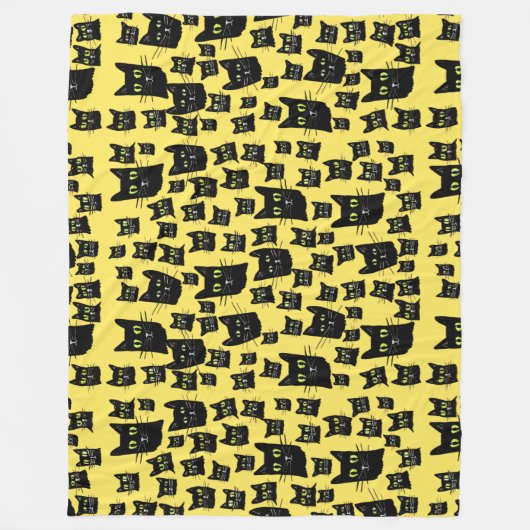 Couverture Polaire Chats noirs éffrayants (Devant)