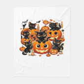 Couverture Polaire Chats noirs mignons en Citrouille Halloween Night  (Devant)