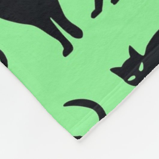 Couverture Polaire Chats noirs sur un Arrière - plan vert (Coin)