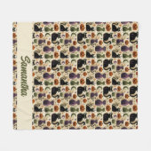 Couverture Polaire Chats noirs Whimsical et Citrouilles d'Halloween (Devant (Horizontal))