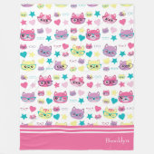 Couverture Polaire Chats Pastel cool Avec Verres Motif, Rose (Devant)