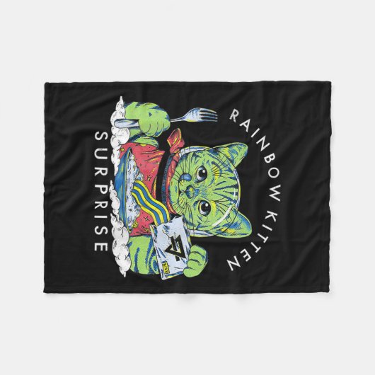 Couverture Polaire Chats Rainbow Kitten Surprise mignonne Manger Retr (Devant (Horizontal))