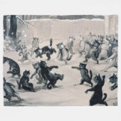 Couverture Polaire Chats Snowball Combat, Louis Wain (Devant (Horizontal))