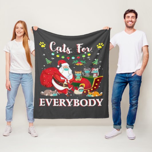 Couverture Polaire Chats Tous Noël (En situation)
