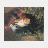 Couverture Polaire Chatte avec chatons (Art animalier) (Devant (Horizontal))
