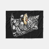 Couverture Polaire Chatte Drôle Café Queue Encre Noire Art Chatons (Devant (Horizontal))