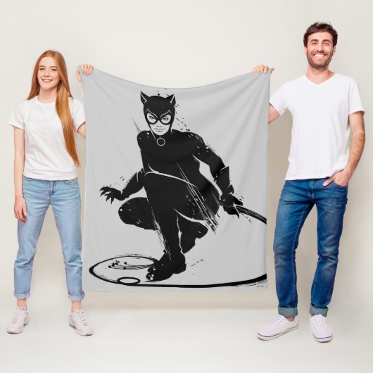 Couverture Polaire Chatte Encre Brosse Pose (En situation)