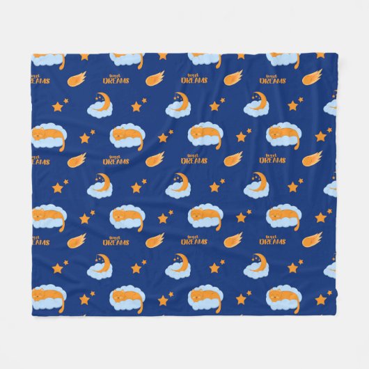 Couverture Polaire Chatte endormi sur un nuage, rêves doux (Devant (Horizontal))