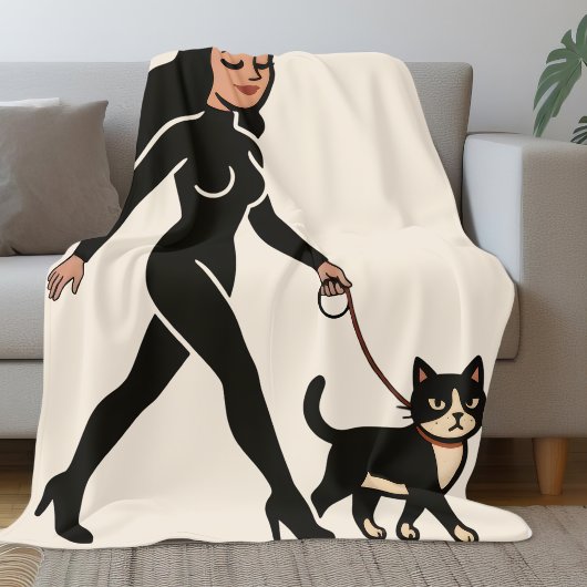 Couverture Polaire Chatte Mignonne Chat Tuxedo | Graphique Os pour Ma