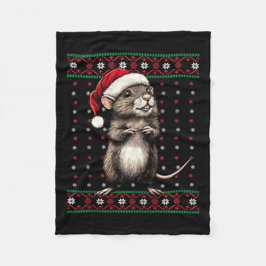 Couverture Polaire Chaud de Noël moche Rat Lover Santa Hat Funny H (Devant)