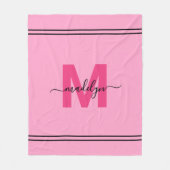 Couverture Polaire Chaud rose Fille Nom de script Monogramme (Devant)