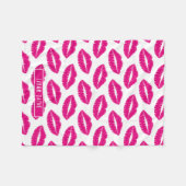 Couverture Polaire Chaud rose lèvres Lipstick Kiss Motif polaire Blan (Devant (Horizontal))