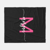 Couverture Polaire Chaud rose noir moderne Script Girl Monogramme Nom (Devant (Horizontal))