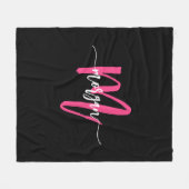 Couverture Polaire Chaud rose noir moderne Script Girl Monogramme Nom (Devant (Horizontal))