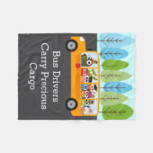 Couverture Polaire Chauffeur d'autobus scolaire mignon de hibou (Devant (Horizontal))