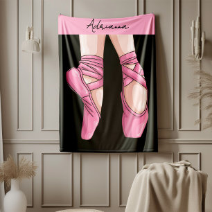 Couverture Polaire Chaussures en Ballet Rose dessinées à la main