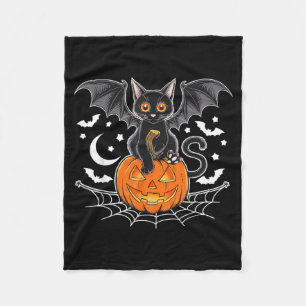 Couverture Polaire Chauve-souris Halloween _ Chat Noir Ailes de Chauv