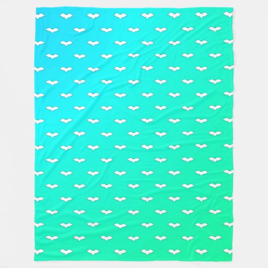 Couverture Polaire Chauves-souris blanches minuscules Turquoise (Devant)