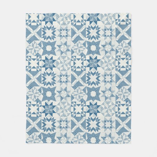 Couverture Polaire Cheater Traditionnel Patchwork Stars Quilt Blue (Devant)