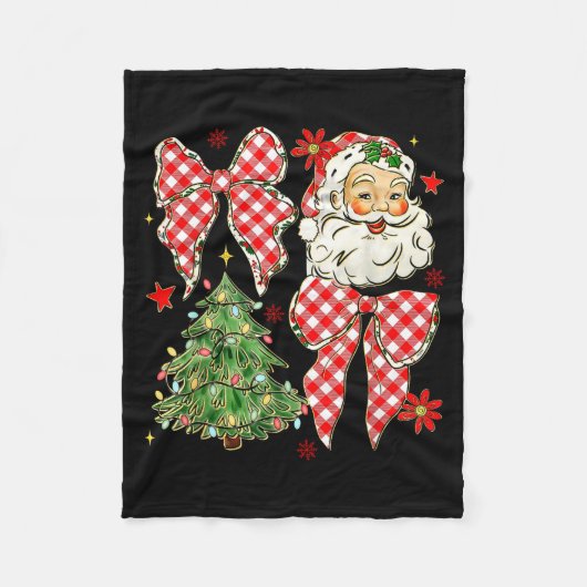 Couverture Polaire Checkered Coquette Bow Santa Claus Christmas Holid (Devant)