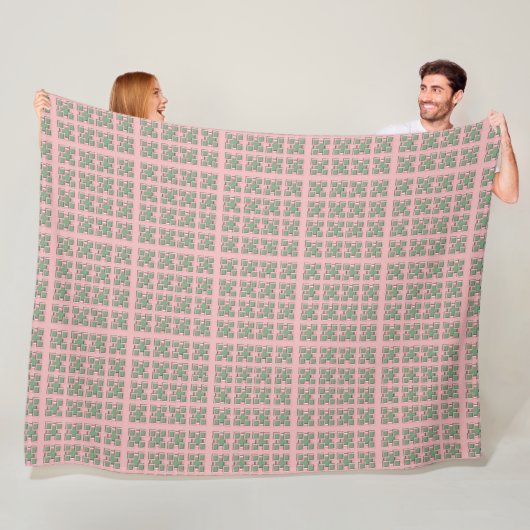 Couverture Polaire Checkered Pink and Green Fleece Blanket (En situation)