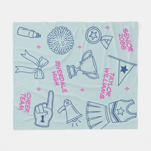 Couverture Polaire Cheerleading Doodle Cheer Team Senior Night (Devant (Horizontal))