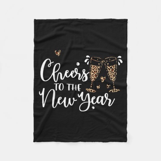 Couverture Polaire Cheers To The New Year 2026 Leopard Champagne Happ (Devant)