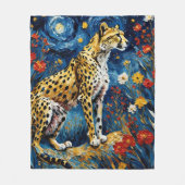 Couverture Polaire Cheetah aux fleurs (Devant)
