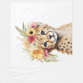 Couverture Polaire Cheetah Flower Crown Art Aquarelle Safari Wild (Devant)
