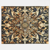 Couverture Polaire Cheetah Print Acanthus Leaf Flore Accent Pétal (Devant (Horizontal))