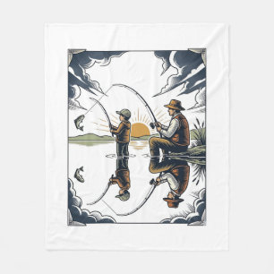 Couverture Polaire Chemise avec gravure vintage père et enfant pêche