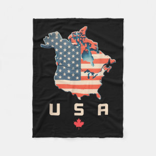 Couverture Polaire Chemise avec le Canada et les États-Unis Carte - A