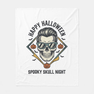 Couverture Polaire Chemise crâne Halloween Gravure vintage Graphique_