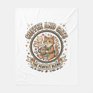 Couverture Polaire Chemise d'art vectoriel vintage Café et chats Chat