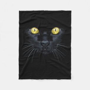 Couverture Polaire Chemise de chat noir Halloween Chat aux yeux jaune
