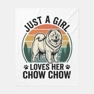 Couverture Polaire Chemise de chien Chow Chow Fille vintage amoureuse